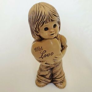 Fannykins Bill Mack Figurine Girl Holding With Love Heart Solar Statuary Vintage